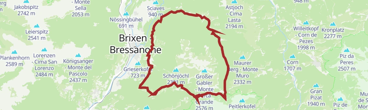 Route map: From Lüsen around the Plose-Massive